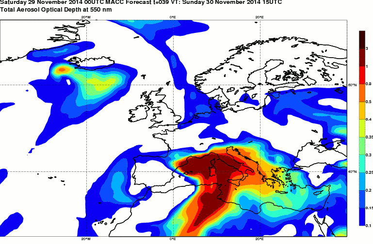  Previsione per il 30 novembre 2014 15 UTC 
