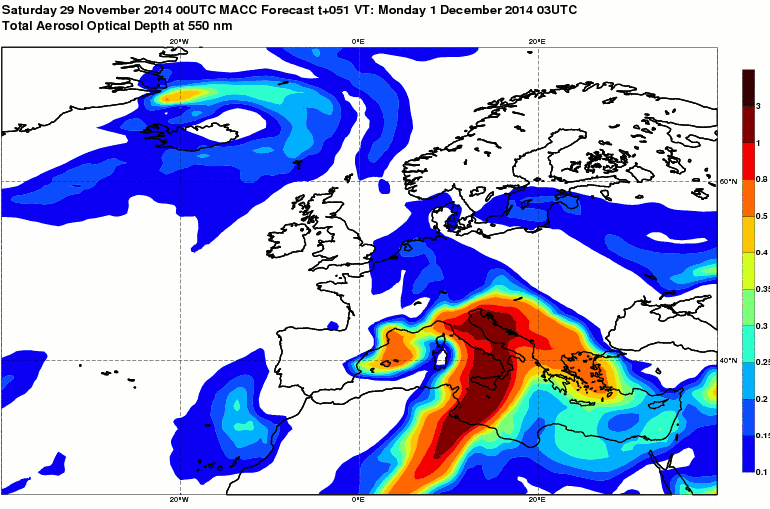  Previsione per il 1 dicembre 2014 03 UTC 