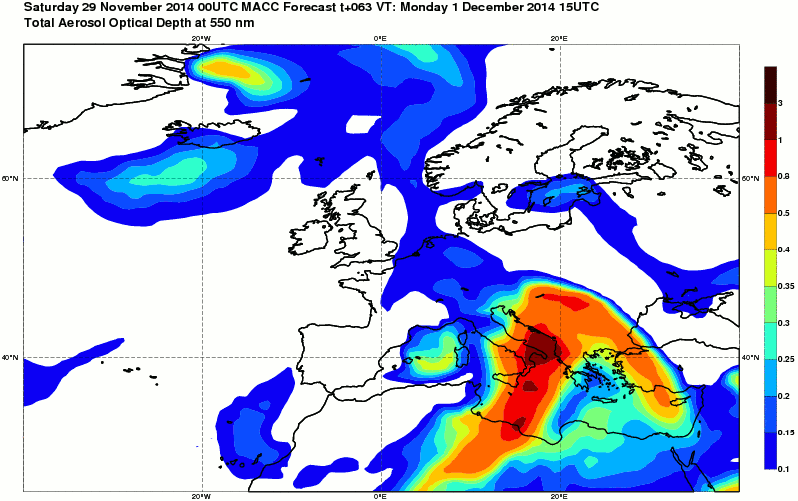  Previsione per il 1 dicembre 2014 15 UTC 