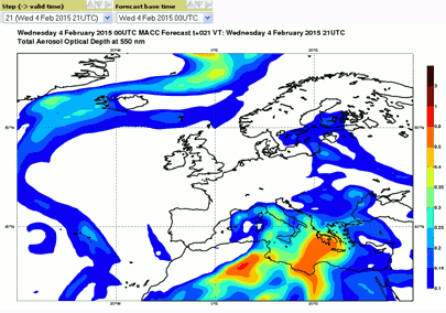  Previsione per il 4 febbraio 2015 21 UTC 