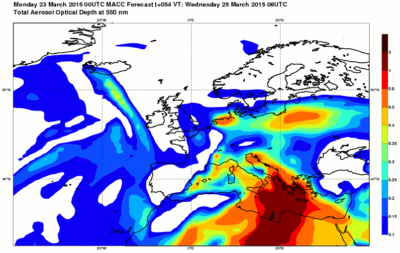  Previsione per il 25 marzo 2015 06 UTC 