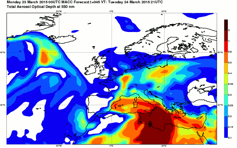  Previsione per il 24 marzo 2015 21 UTC 
