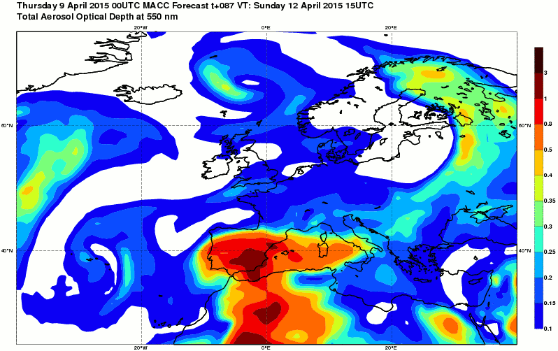  Previsione per il 12 aprile 2015 15 UTC 