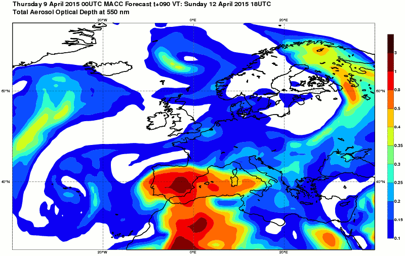  Previsione per il 12 aprile 2015 18 UTC 