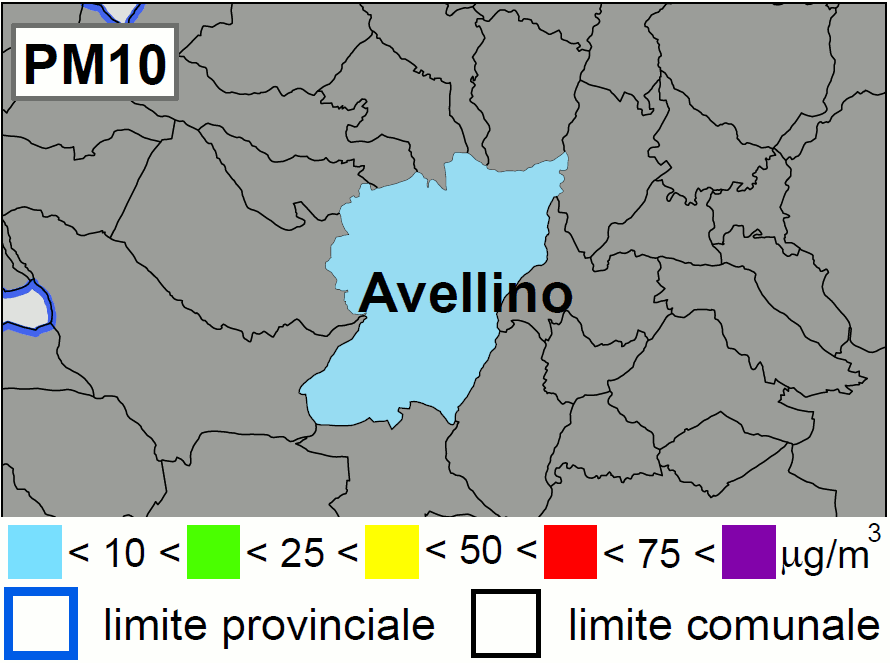 Concentrazione di domani di PM10 a Avellino