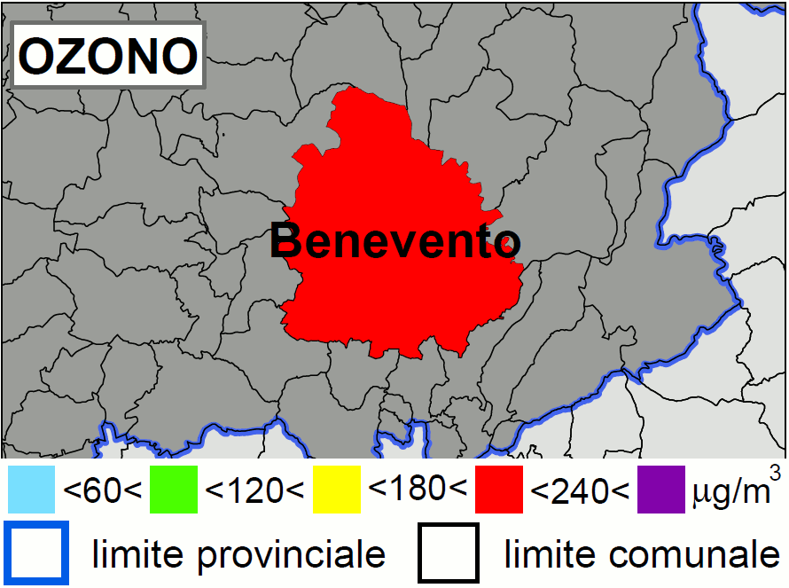 Concentrazione di oggi di O3 a Benevento
