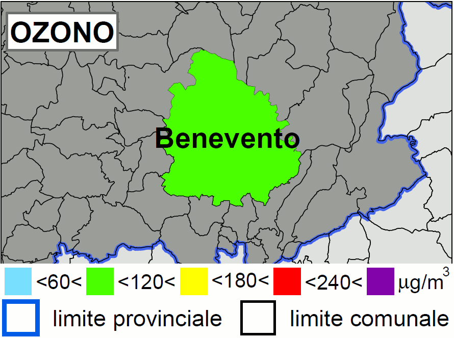 Concentrazione di oggi di O3 a Benevento