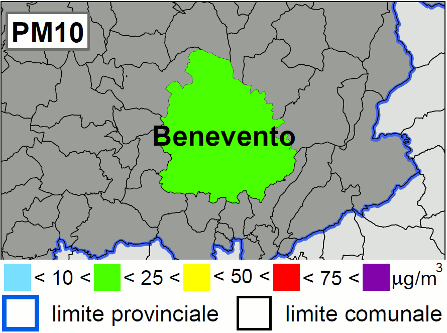 Concentrazione di oggi di PM10 a Benevento