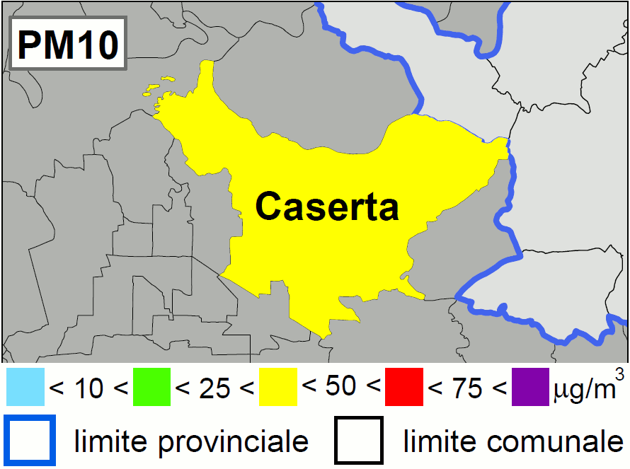 Concentrazione di oggi di PM10 a Caserta