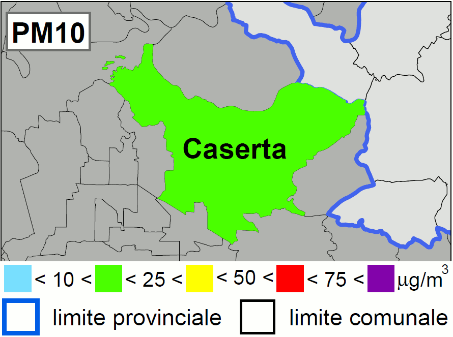 Concentrazione di dopo domani di PM10 a Caserta