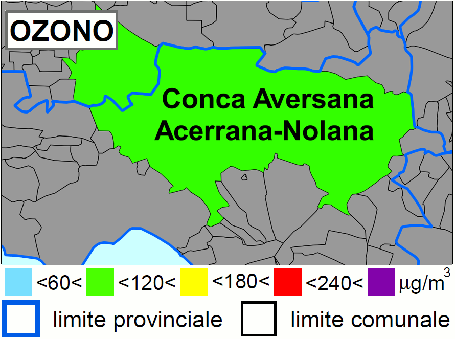 Concentrazione di oggi di O3 nella Conca Aversana