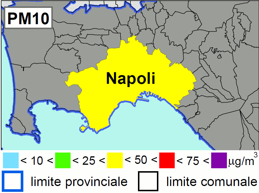 Concentrazione di oggi di PM10 a Napoli