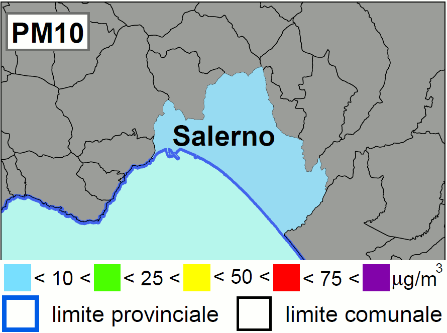 Concentrazione di domani di PM10 a Salerno