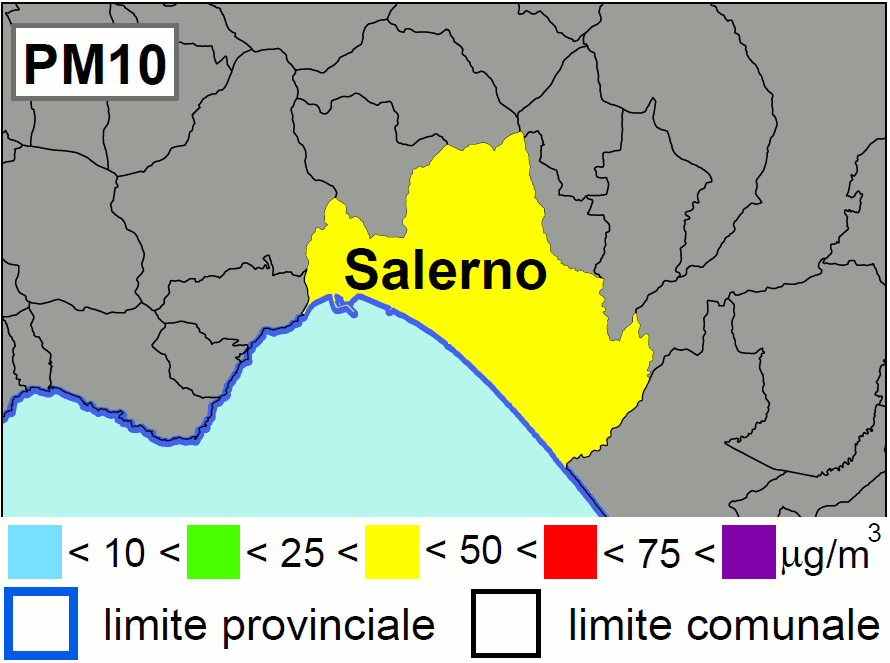 Concentrazione di dopo domani di PM10 a Salerno