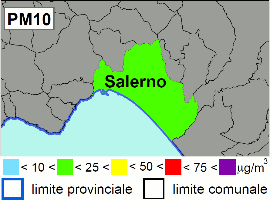 Concentrazione di oggi di PM10 a Salerno